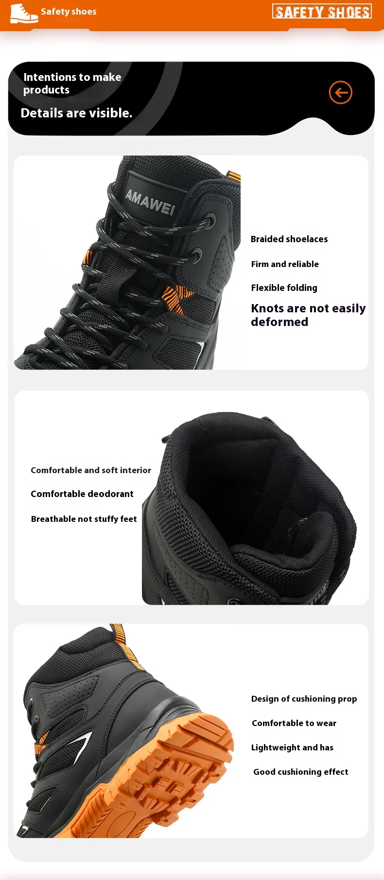 Waterproof Safety Boots For Men, Unbreakable Steel Toe Work Boots, Anti Smashing And Anti Stabbing, Comfortable Safety Shoes