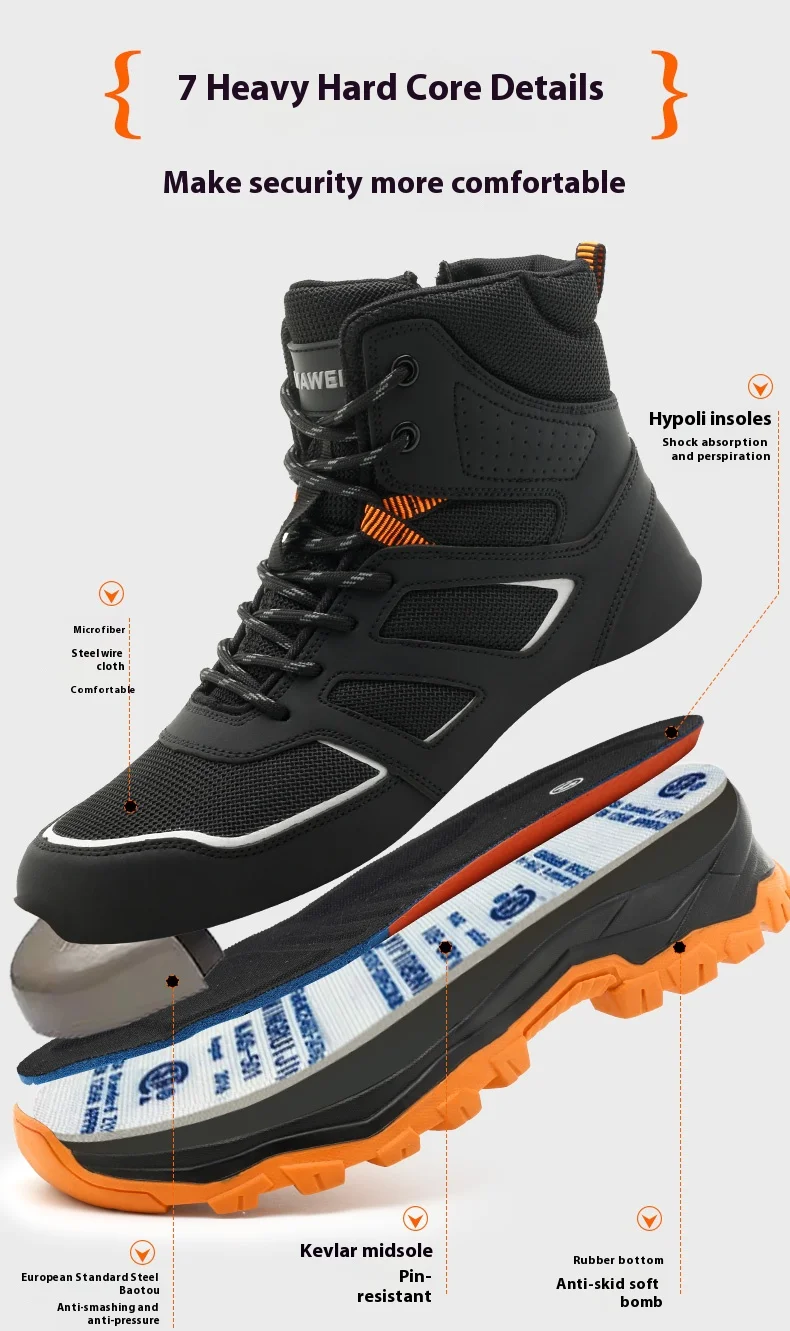 Waterproof Safety Boots For Men, Unbreakable Steel Toe Work Boots, Anti Smashing And Anti Stabbing, Comfortable Safety Shoes