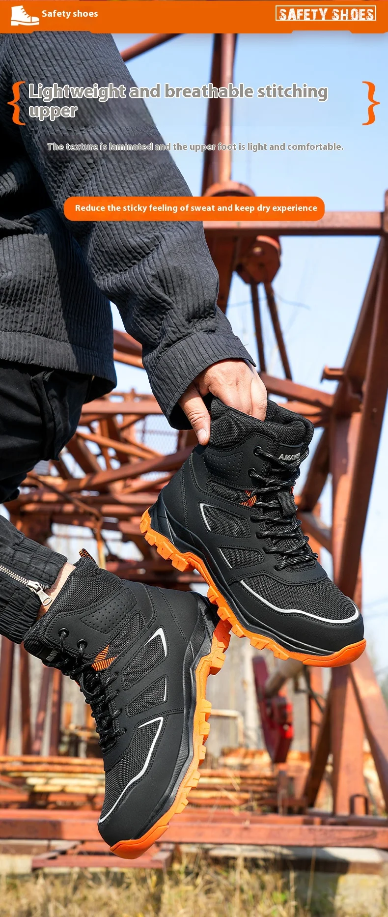 Waterproof Safety Boots For Men, Unbreakable Steel Toe Work Boots, Anti Smashing And Anti Stabbing, Comfortable Safety Shoes