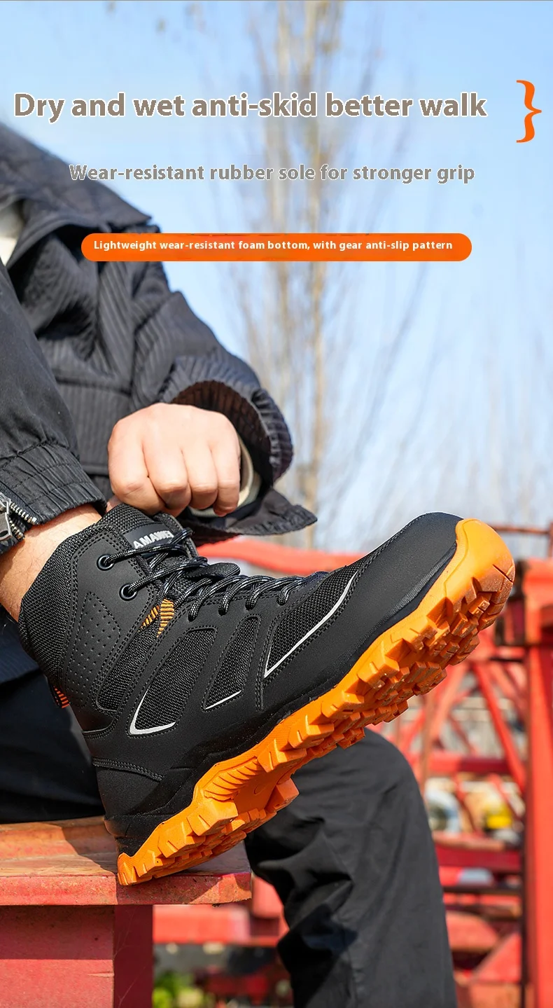 Waterproof Safety Boots For Men, Unbreakable Steel Toe Work Boots, Anti Smashing And Anti Stabbing, Comfortable Safety Shoes