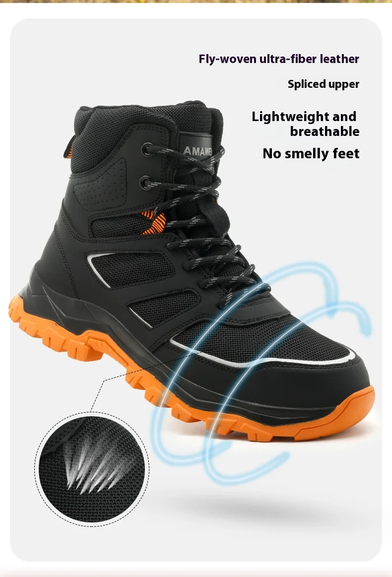 Waterproof Safety Boots For Men, Unbreakable Steel Toe Work Boots, Anti Smashing And Anti Stabbing, Comfortable Safety Shoes