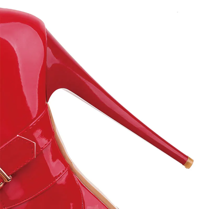 Sgesvier 2021 Women Winter Ankle Boots Stiletto Heels Boots Round Toe Gorgeous Black White Red Club Shoes Women Plus Size 48