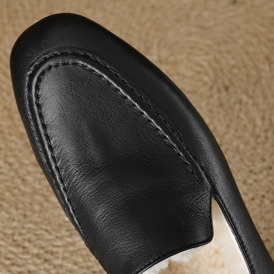 Loafers women's sheepskin wool inside slip-on flats moccasins warm winter cold weather casual espadrilles shoes for woman 2024