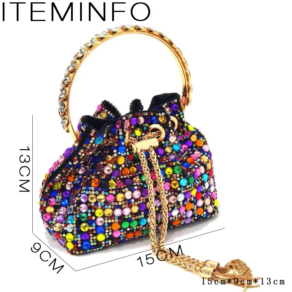 Multicolor Rhinestone Heels & Bag Set | Crystal Pointed Slingback Pumps, Women Wedding Bridal Evening Party Matching Shoes Handb