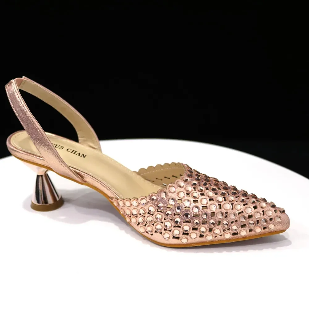 Multicolor Rhinestone Heels & Bag Set | Crystal Pointed Slingback Pumps, Women Wedding Bridal Evening Party Matching Shoes Handb
