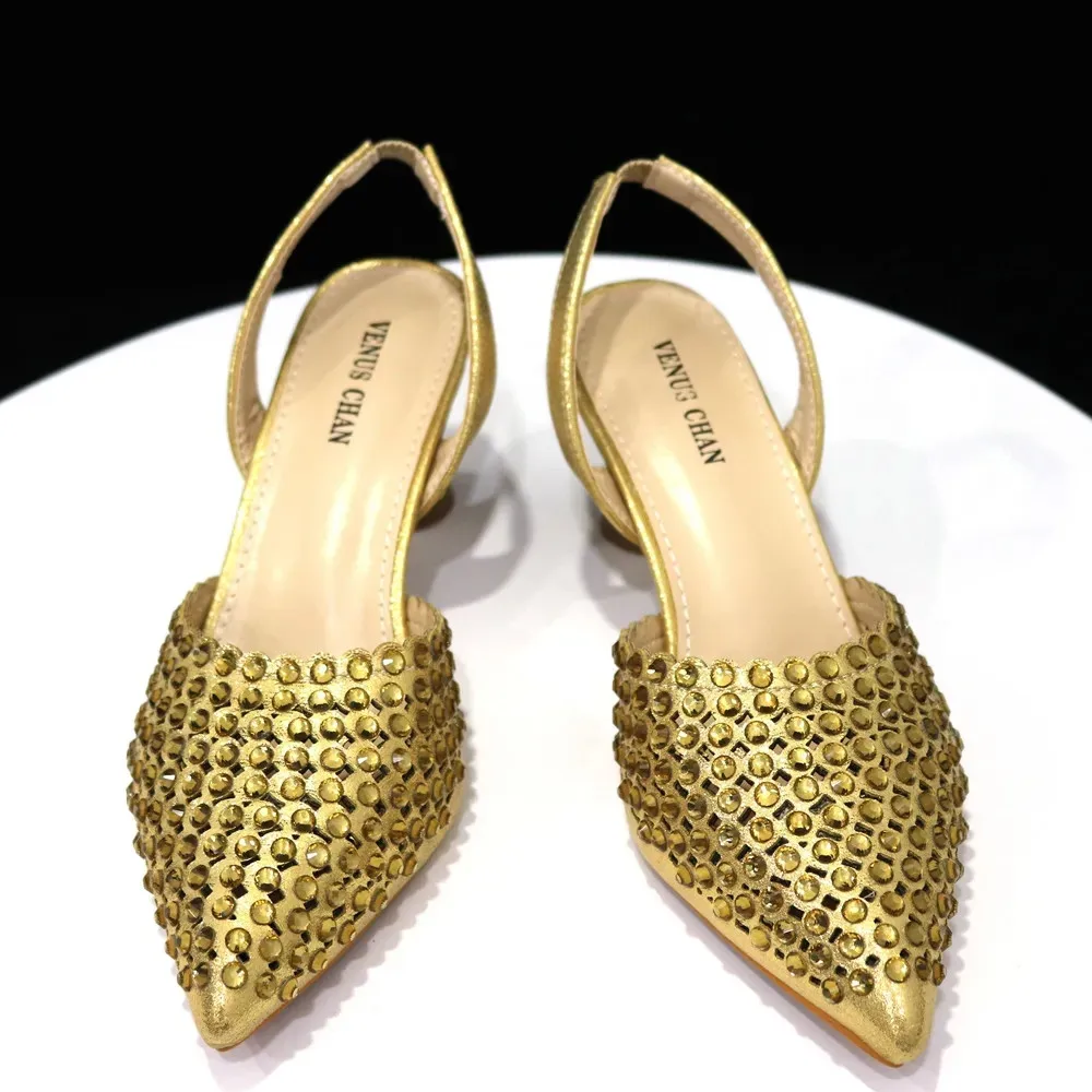 Multicolor Rhinestone Heels & Bag Set | Crystal Pointed Slingback Pumps, Women Wedding Bridal Evening Party Matching Shoes Handb