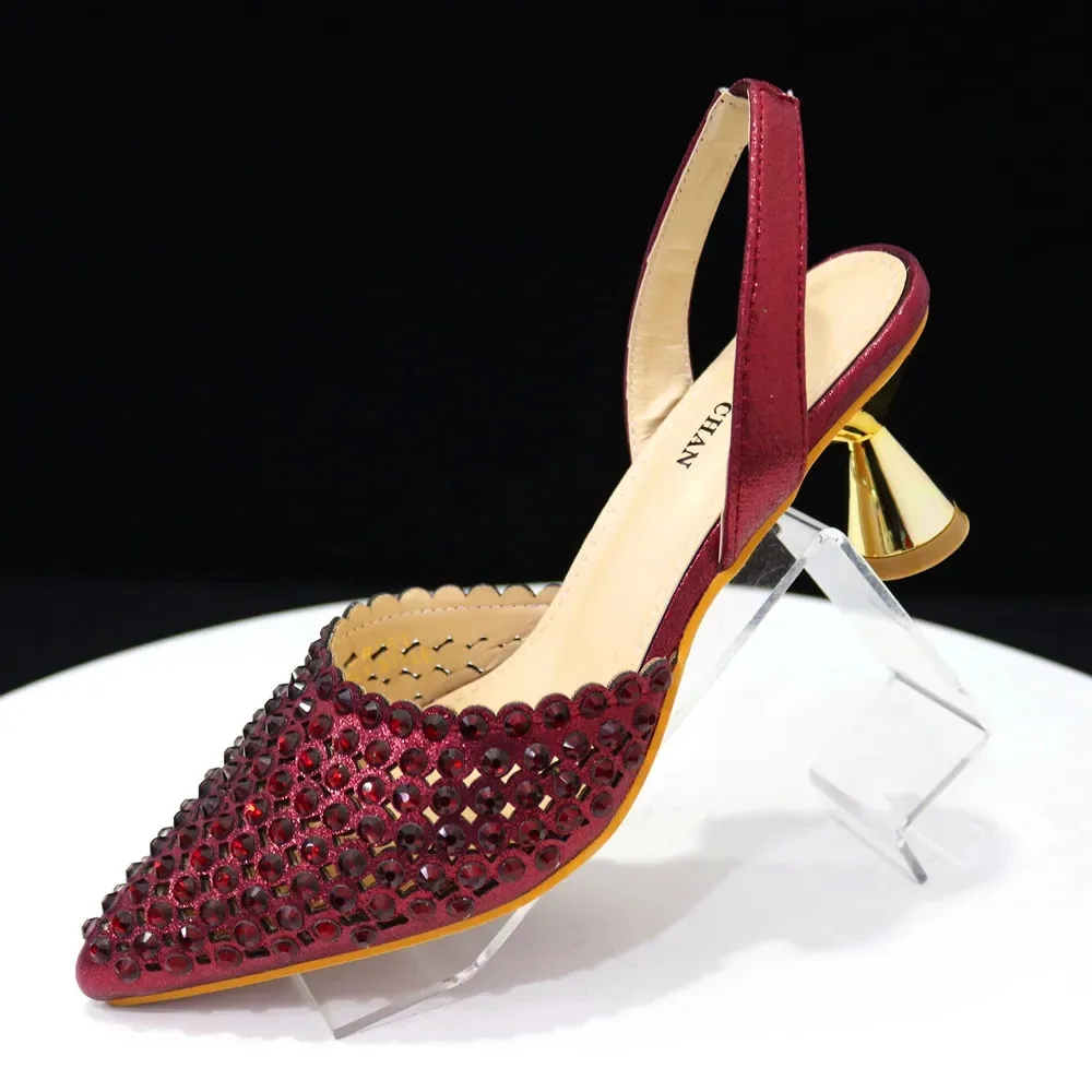 Multicolor Rhinestone Heels & Bag Set | Crystal Pointed Slingback Pumps, Women Wedding Bridal Evening Party Matching Shoes Handb