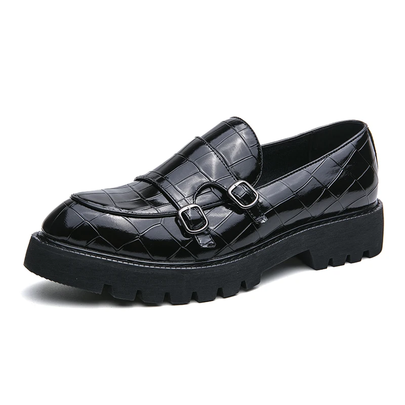 Street Fashion Men's Loafers Thick Sole Big Toe Shoes Trend Green Party Dress Shoes Men's Genuine Leather Casual Shoes 37-46