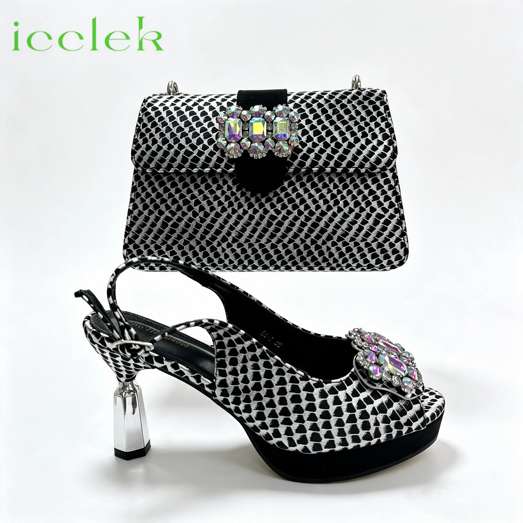 Elegant 2026 Lilac Peep Toe High Heels with Diamond Accents Luxurious Italian Design Pumps & Matching Bag Set for WeddingParty