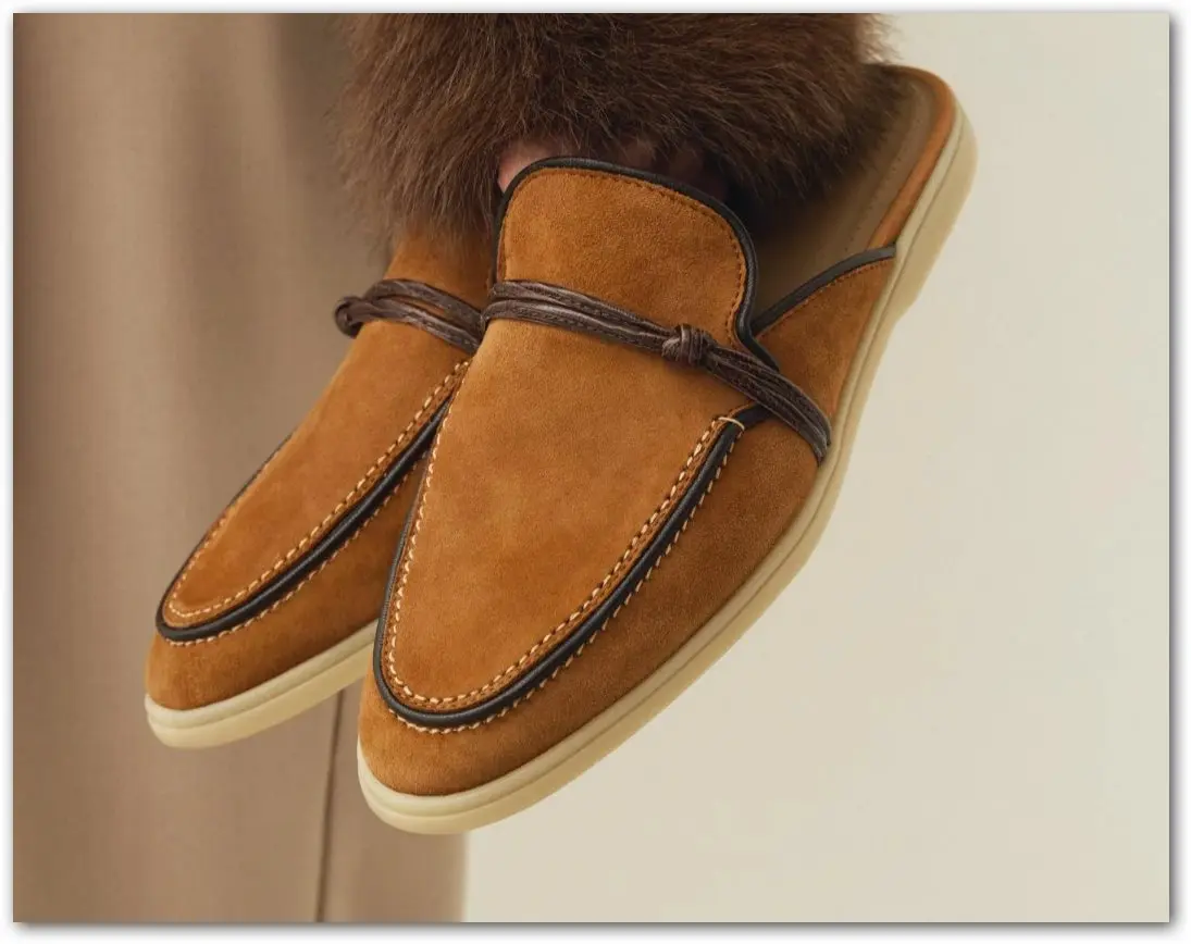 2025 new model loafers, women's Zaic leather casual slippers, designer luxury brand sandals.