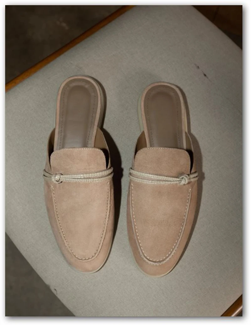 2025 new model loafers, women's Zaic leather casual slippers, designer luxury brand sandals.