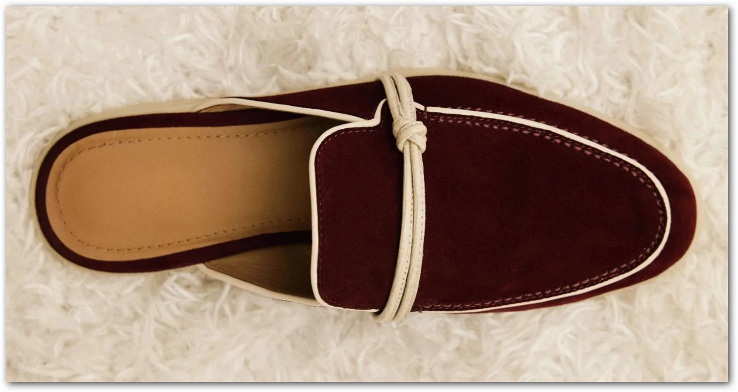 2025 new model loafers, women's Zaic leather casual slippers, designer luxury brand sandals.