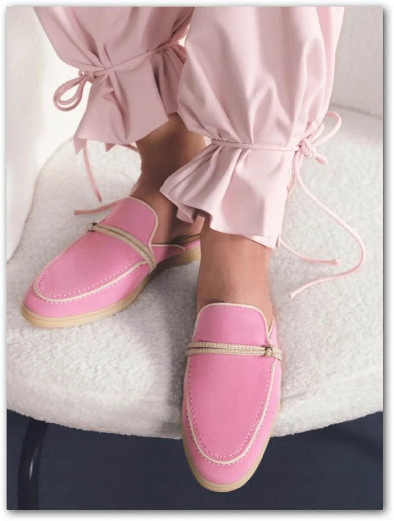 2025 new model loafers, women's Zaic leather casual slippers, designer luxury brand sandals.