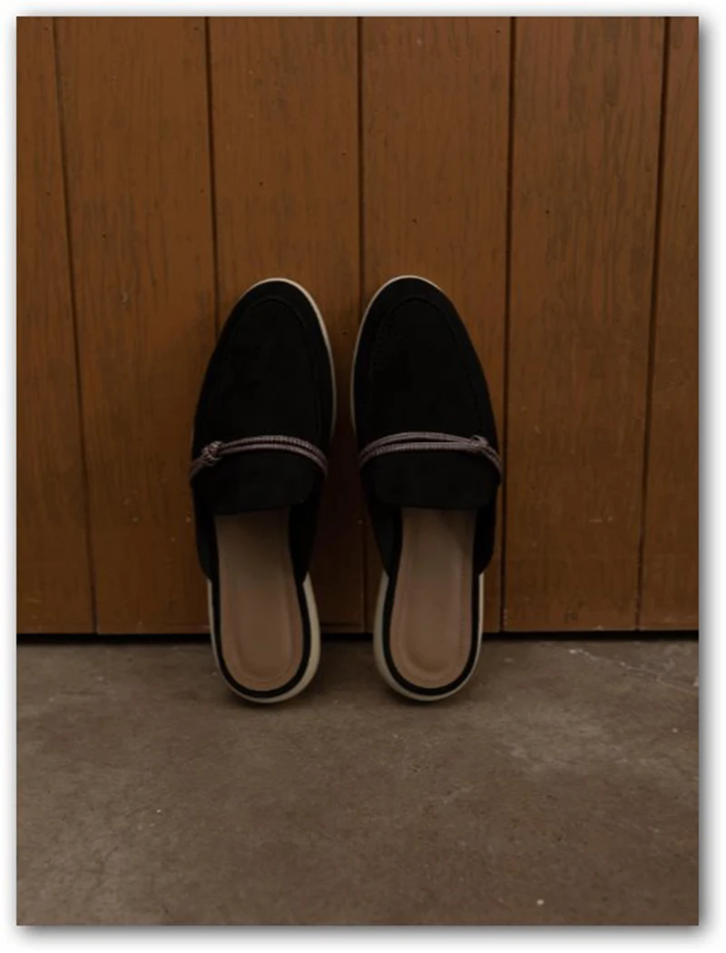 2025 new model loafers, women's Zaic leather casual slippers, designer luxury brand sandals.
