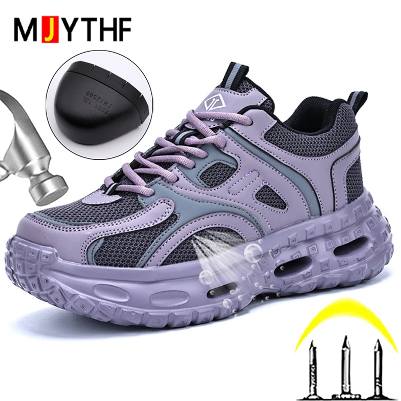 Fashion Women's Safety Shoes Anti-smash Anti-Puncture Work Sneakers Steel Toe Shoes Breathable Lightweight Protection Shoes 2026