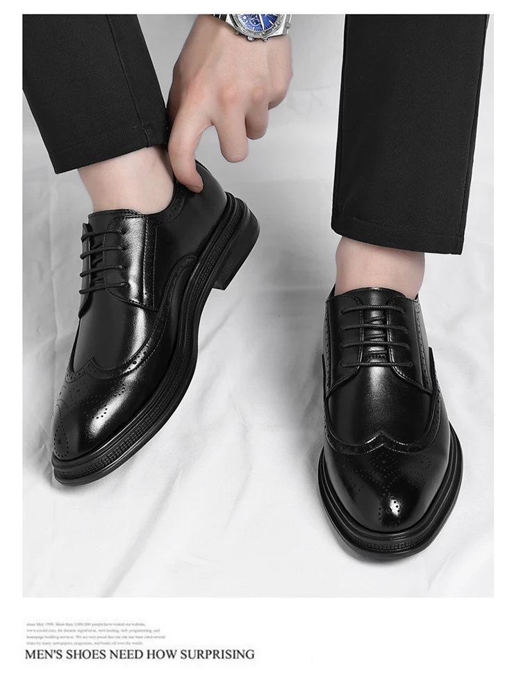 Men's Brogue Leather Shoes Fashionable Comfortable Business Formal Retro Derby Shoes UK Style Carved Floral Design-sjx26