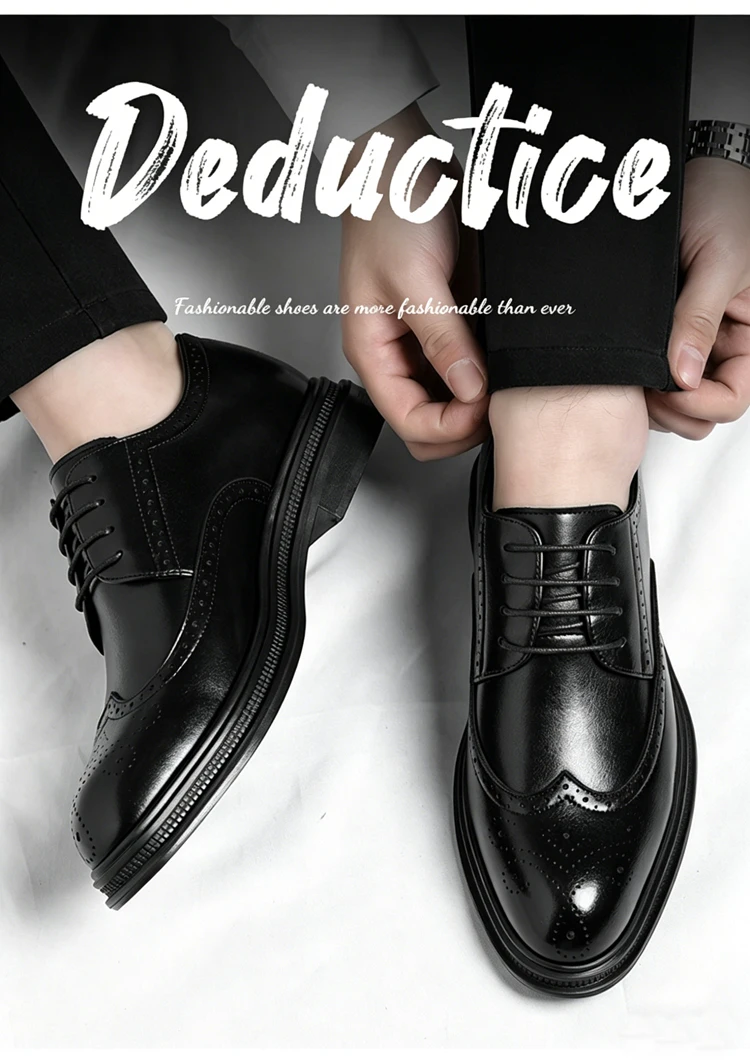 Men's Brogue Leather Shoes Fashionable Comfortable Business Formal Retro Derby Shoes UK Style Carved Floral Design-sjx26