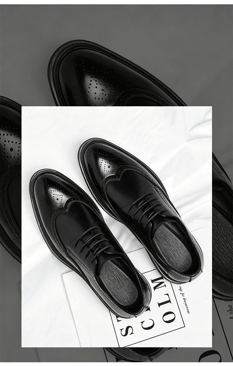 Men's Brogue Leather Shoes Fashionable Comfortable Business Formal Retro Derby Shoes UK Style Carved Floral Design-sjx26