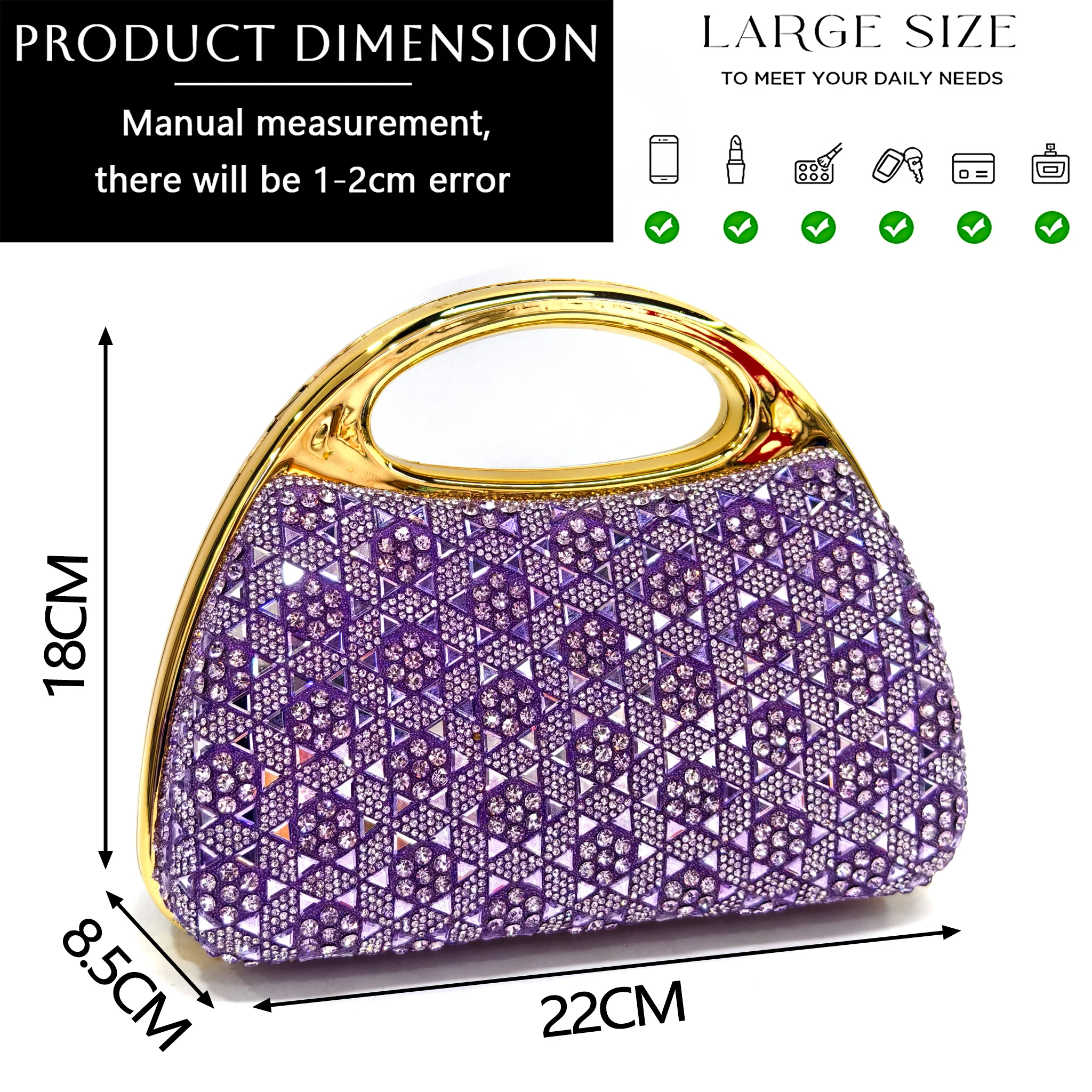 Venus Chan 2026 Women’s Italian Gold High Heels with Rhinestone Detail & Matching Bag Set - Stylish Pointed Toe Design
