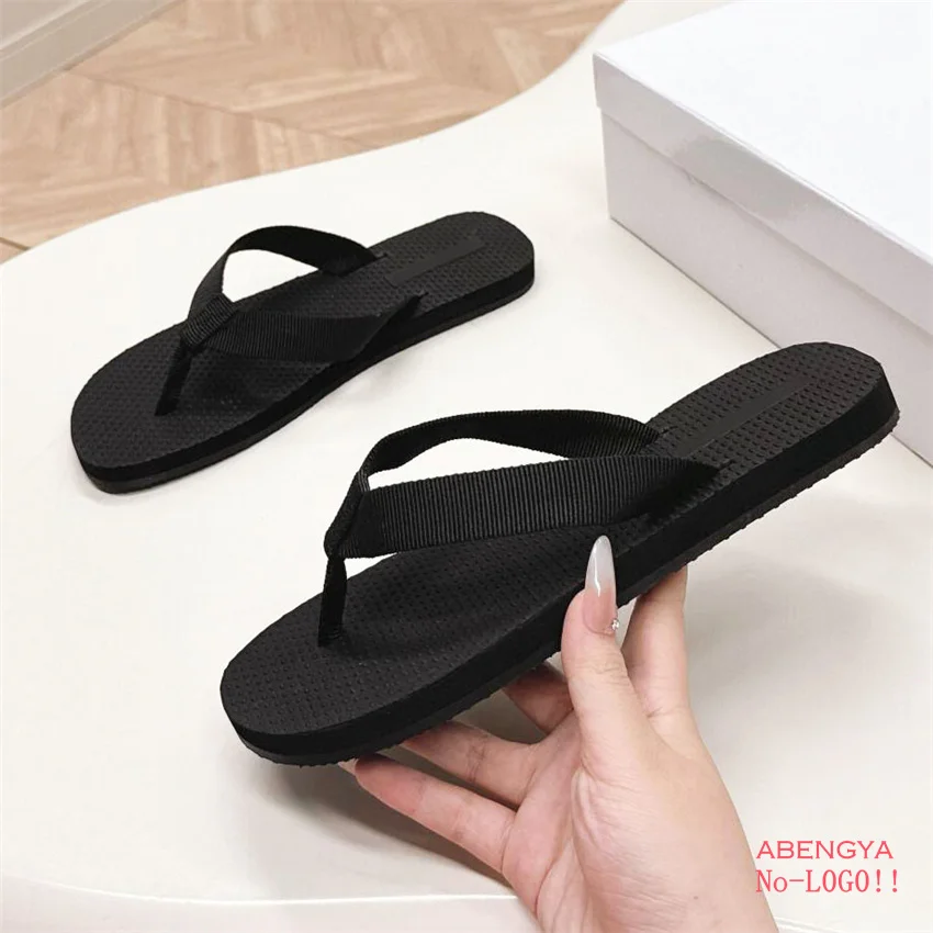 Elastic Fabric Flip Flops Flat Slippers Women Split Toe Designer Flat Mules Slides Summer Casual Lovers Beach Vacation Shoes