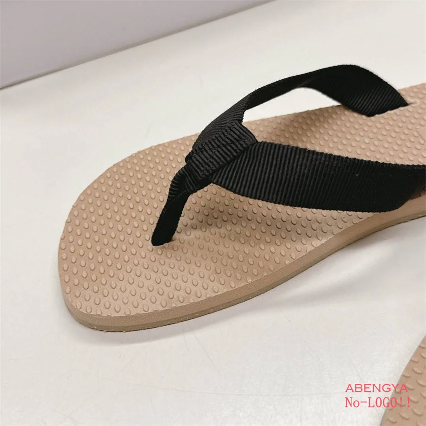 Elastic Fabric Flip Flops Flat Slippers Women Split Toe Designer Flat Mules Slides Summer Casual Lovers Beach Vacation Shoes