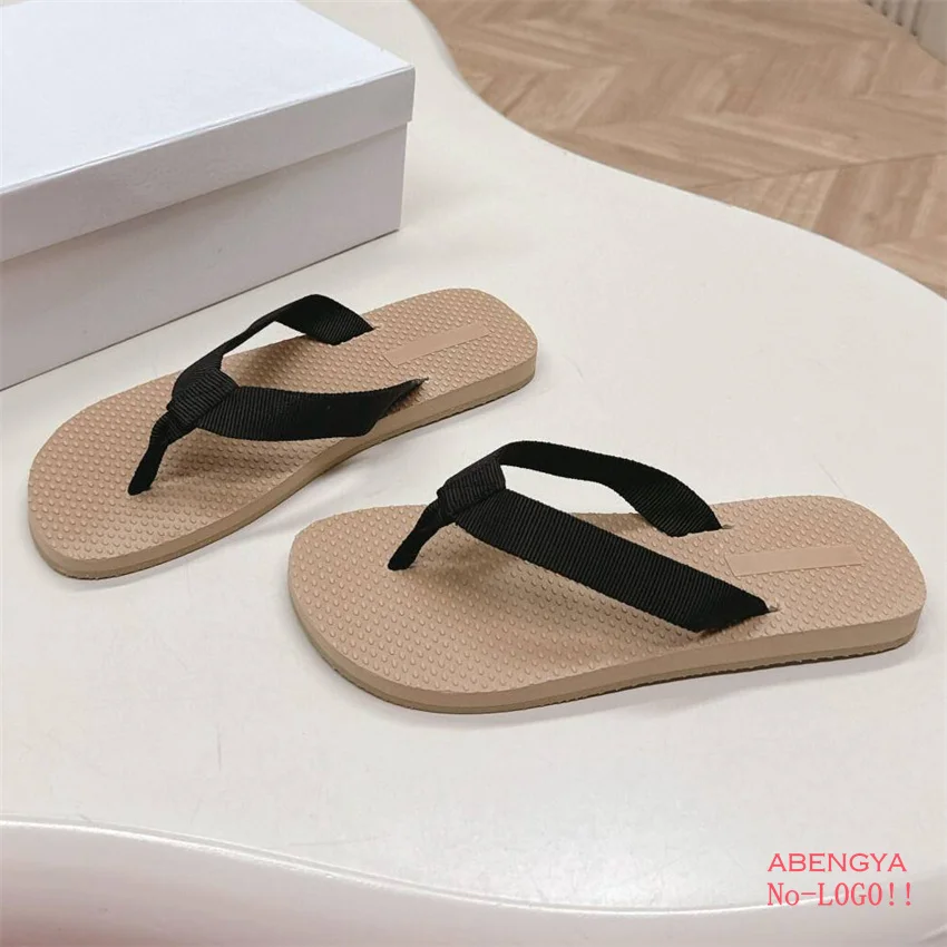 Elastic Fabric Flip Flops Flat Slippers Women Split Toe Designer Flat Mules Slides Summer Casual Lovers Beach Vacation Shoes