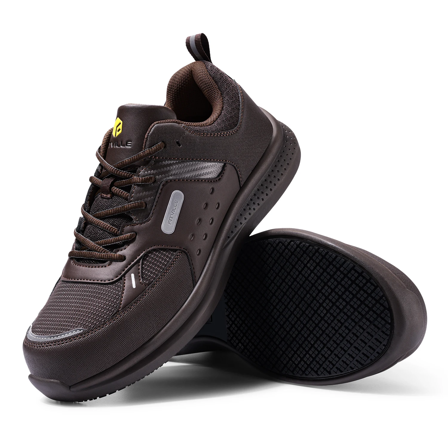 Fitville Extra Wide Toe Work Shoes Indestructable Steel Toe Protective Safety Shoes for Men Slip Resistant Comfortable Sneakers