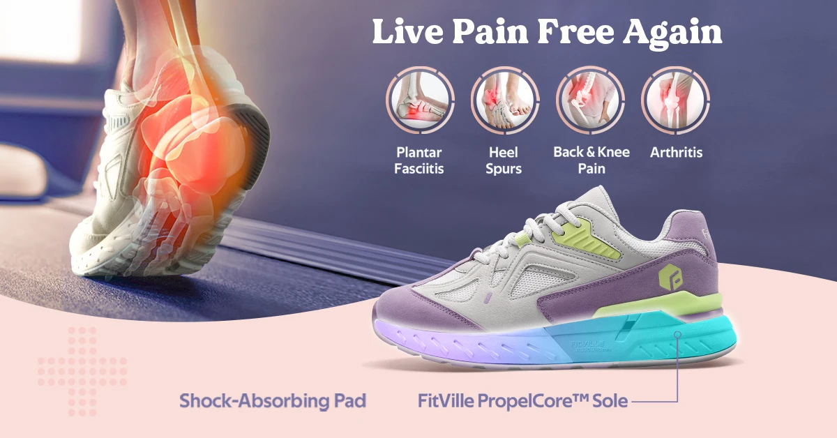FitVille Women's Sports Shoes Wide Walking Jogging Shoes for Women Breathable Casual Sneakers Plantar Fasciitis Heel Pain Relief