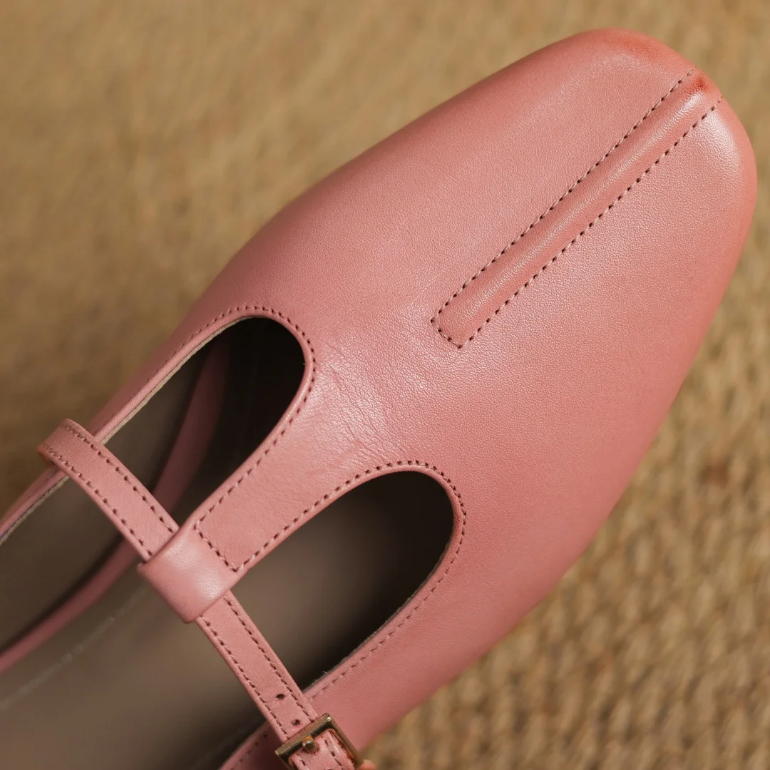danxuefei plus size 34-41 women's cow leather t-strap slip-on flats summer slides sandals casual female soft comfortable mules
