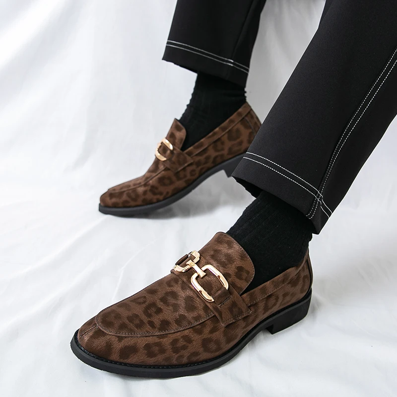 Men Loafers Shoes Suede Color Low Heel Trendy Business Men Shoes