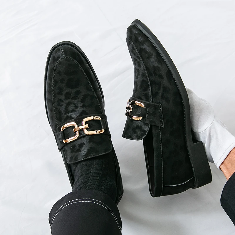 Men Loafers Shoes Suede Color Low Heel Trendy Business Men Shoes
