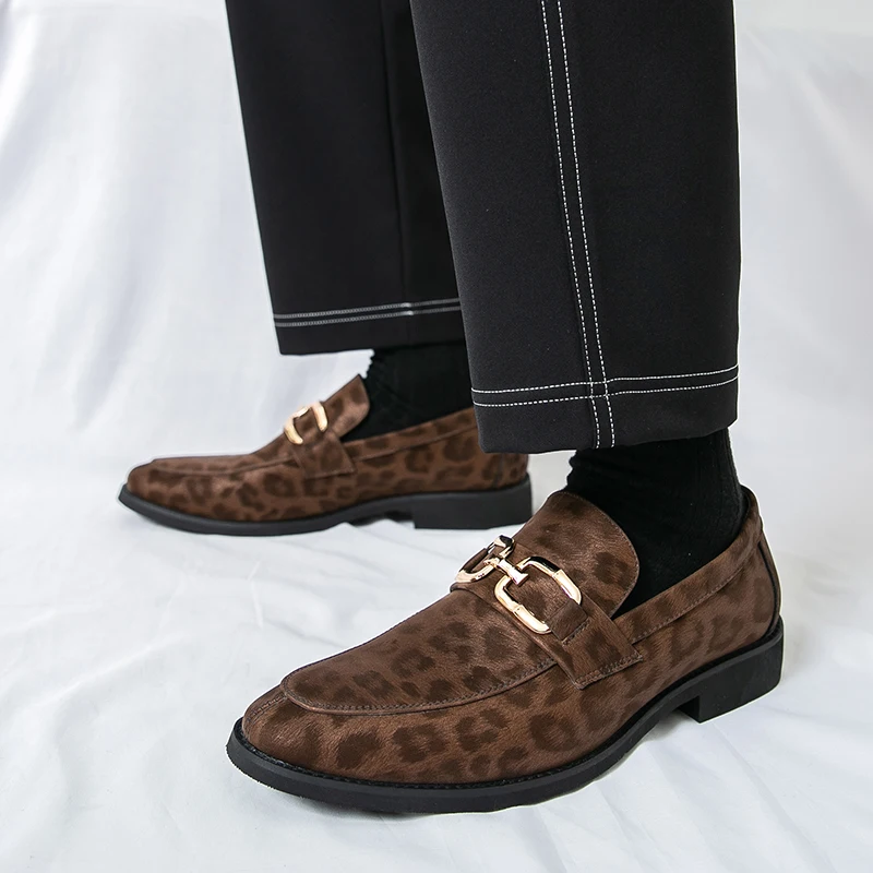 Men Loafers Shoes Suede Color Low Heel Trendy Business Men Shoes