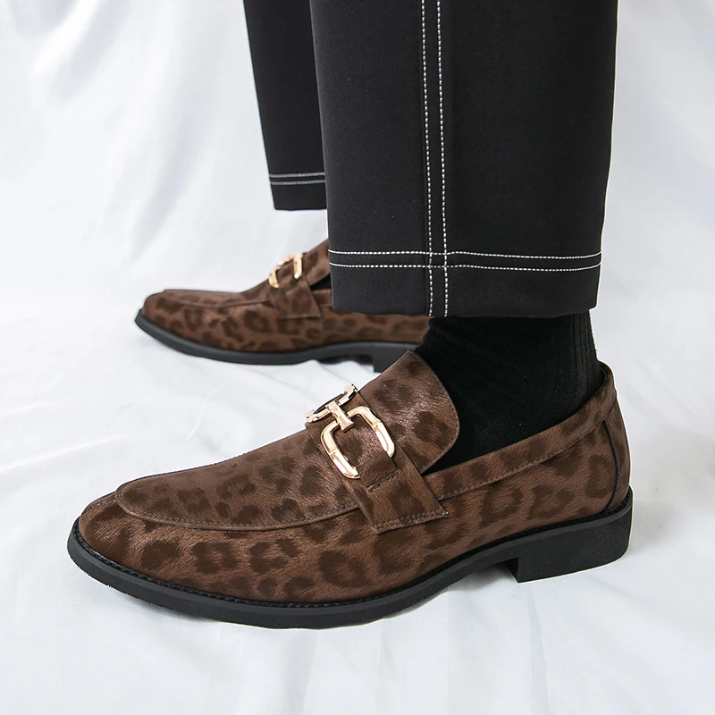 Men Loafers Shoes Suede Color Low Heel Trendy Business Men Shoes