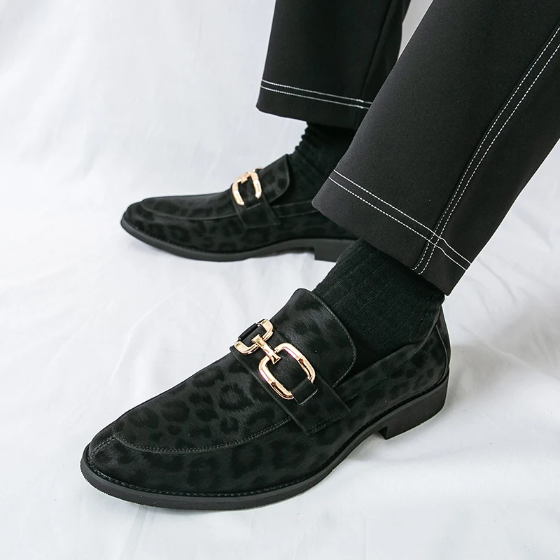 Men Loafers Shoes Suede Color Low Heel Trendy Business Men Shoes