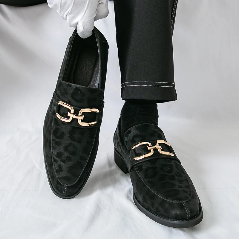 Men Loafers Shoes Suede Color Low Heel Trendy Business Men Shoes