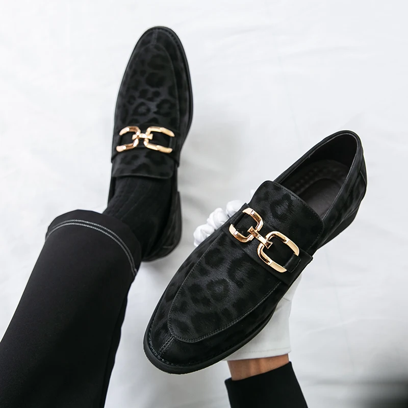 Men Loafers Shoes Suede Color Low Heel Trendy Business Men Shoes