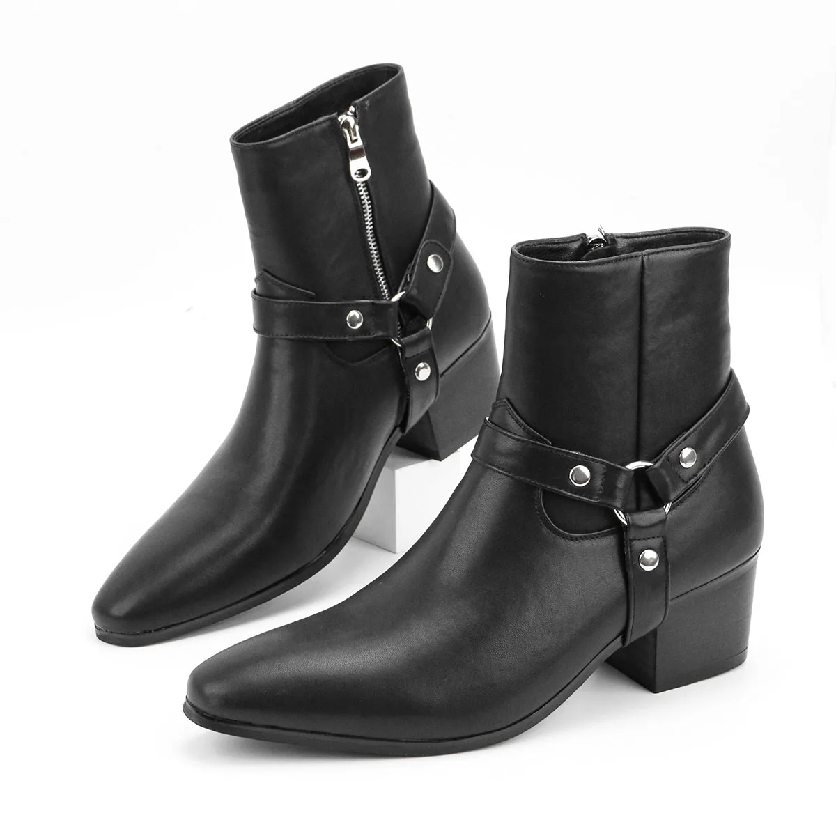 Men's High-Heeled Chelsea Double Elastic Boots