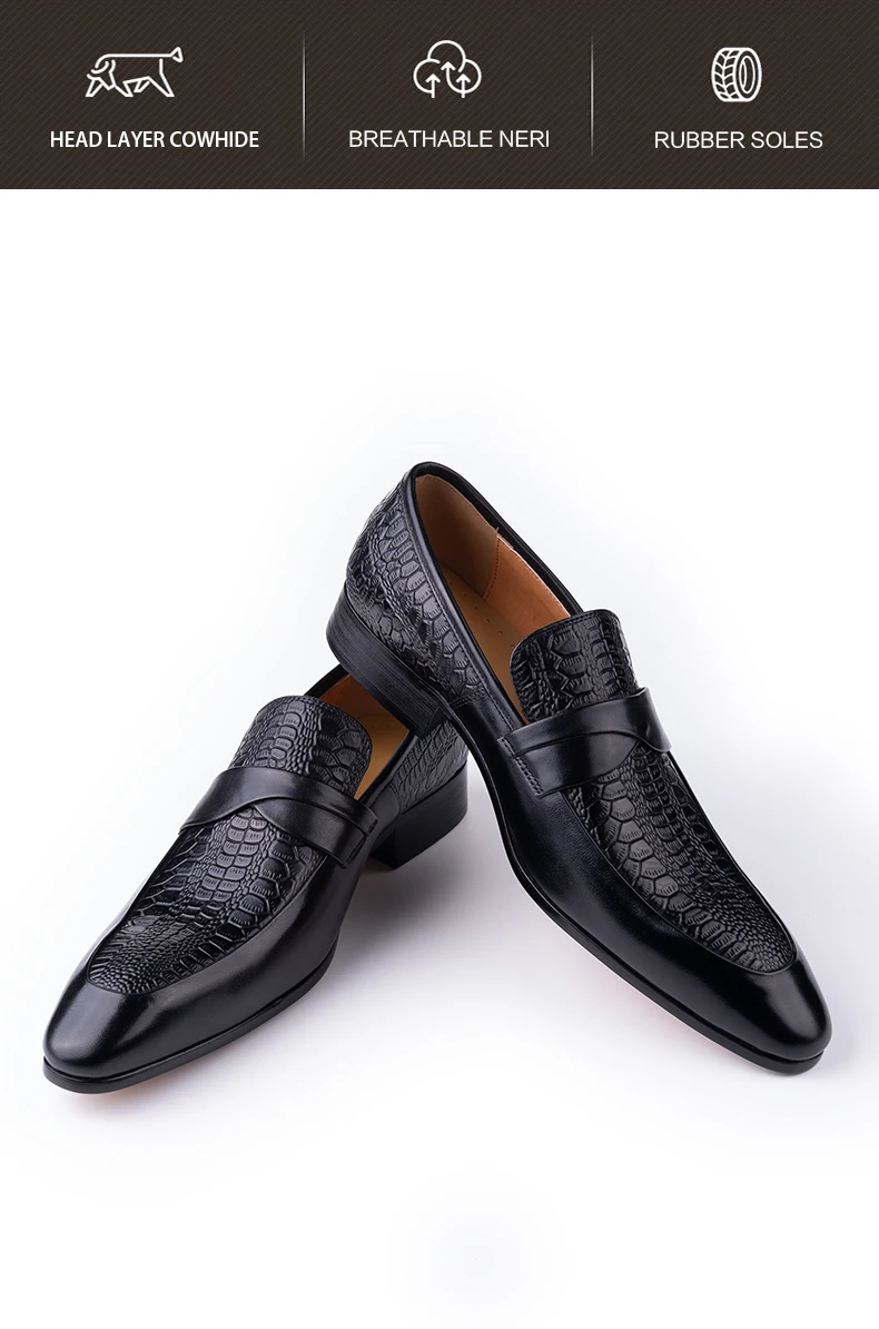 Genuine Leather Shoes For Men Dress British Business Party Slip on Black Point Toe Fashion Casual Formal Suit Handmade Men Shoes