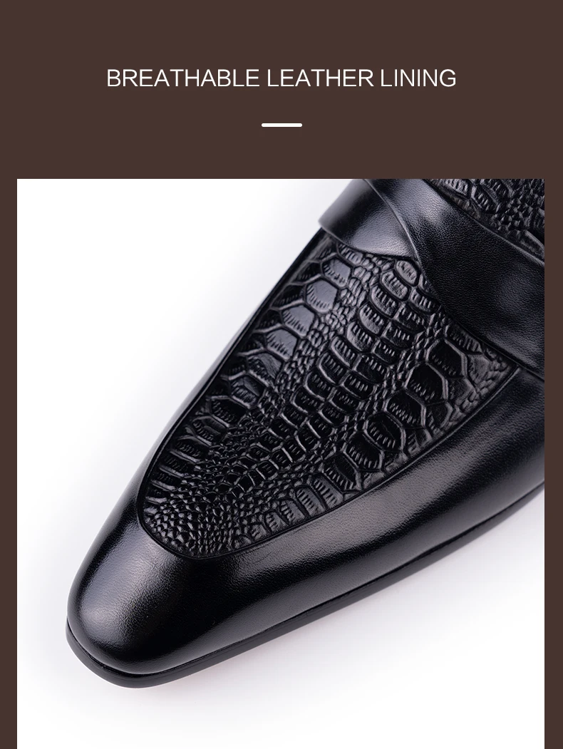 Genuine Leather Shoes For Men Dress British Business Party Slip on Black Point Toe Fashion Casual Formal Suit Handmade Men Shoes