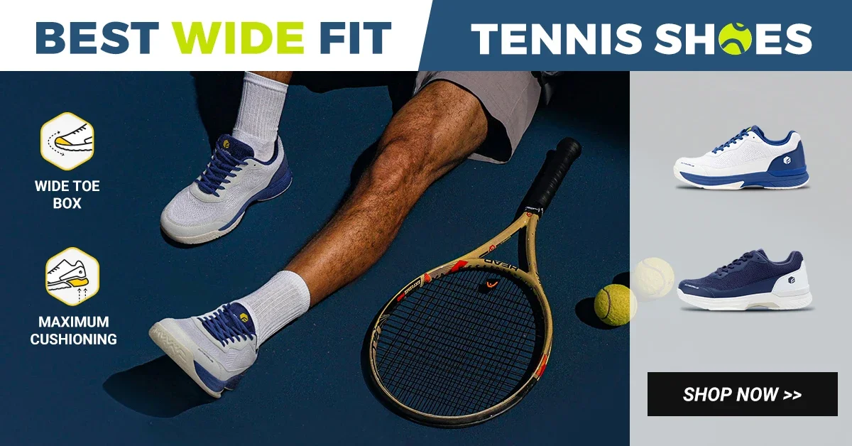 FitVille Men'S Tennis Shoes Wide Version 2E Professional Training Sports Shoes Breathable Non-Slip Rackets With Arch Support