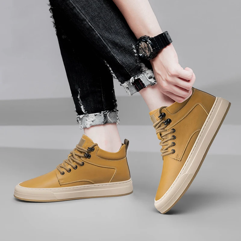 Men  Ankel Boots Elevator Lift Height Increase Insoles 6cm Man Platform Soles Plus Size 38-44
