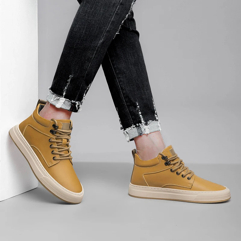 Men  Ankel Boots Elevator Lift Height Increase Insoles 6cm Man Platform Soles Plus Size 38-44
