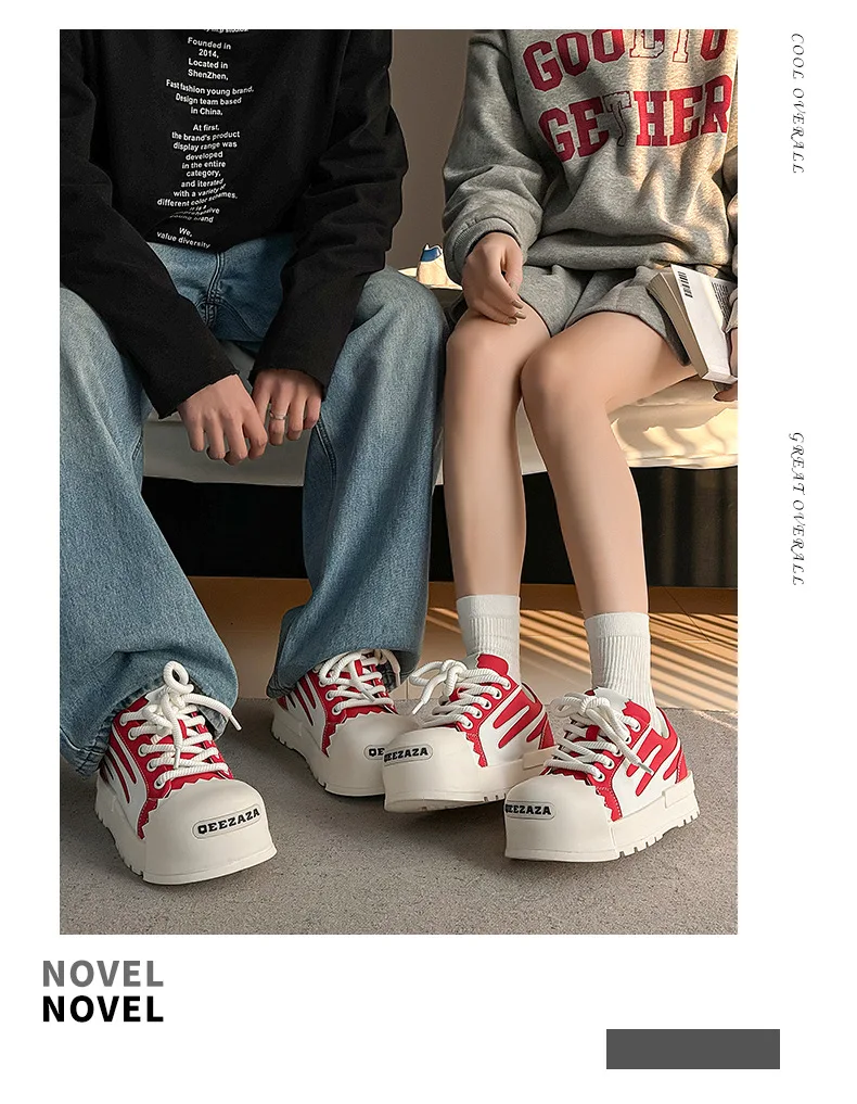 2025 Big Head Men and Women Niche Design Thick Baseplate Couple Ugly Cute Bread Sneakers Platform Shoes