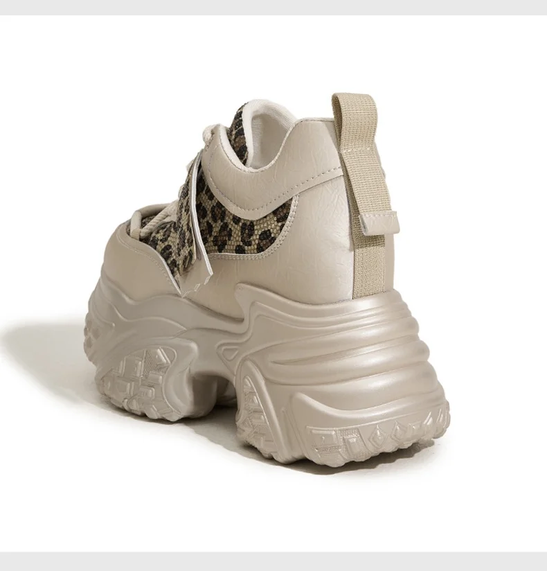 Women Casual Platform Sneakers 10CM High Heels 2026 New Spring Sport Leather Shoes Bling Trainers Chunky Sneakers Zapatos Mujer