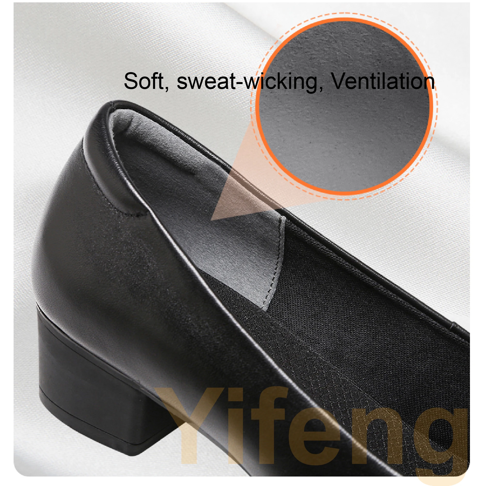 Comfortable and Breathable Mid-heel Genuine Leather Shoes Ideal for Waiters Office Staff Flight Attendants and Crew Members