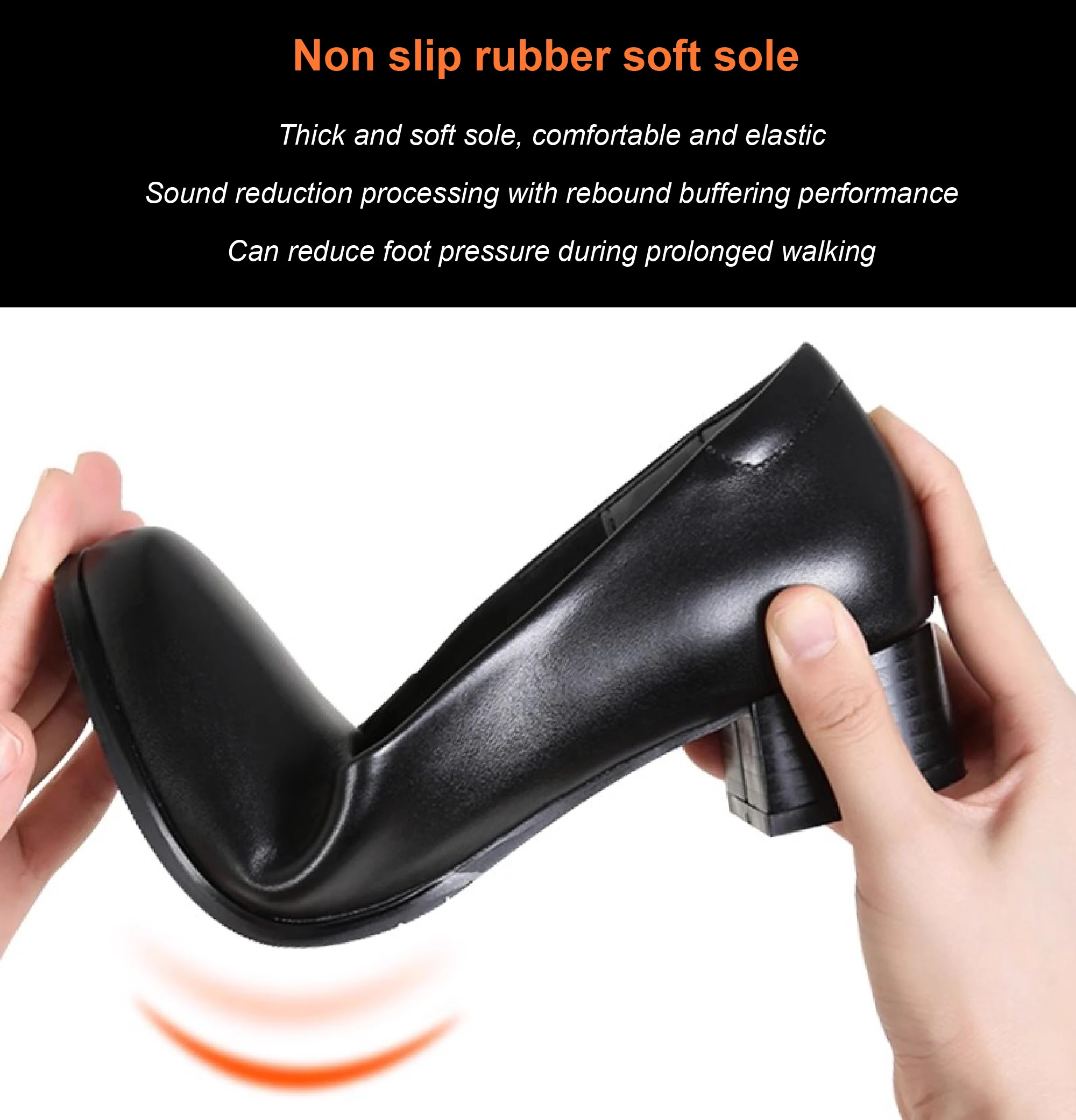 Comfortable and Breathable Mid-heel Genuine Leather Shoes Ideal for Waiters Office Staff Flight Attendants and Crew Members