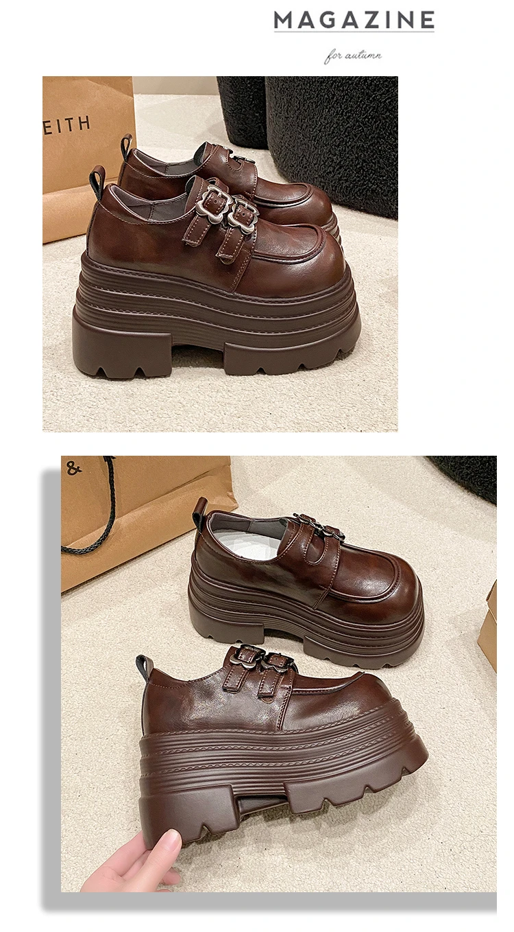 New Spring 10CM Platform Women Loafers Shoes Flats Casual Walking Shoes Woman 2025 Designer Leather Sneakers Mujer Zapatos Pumps