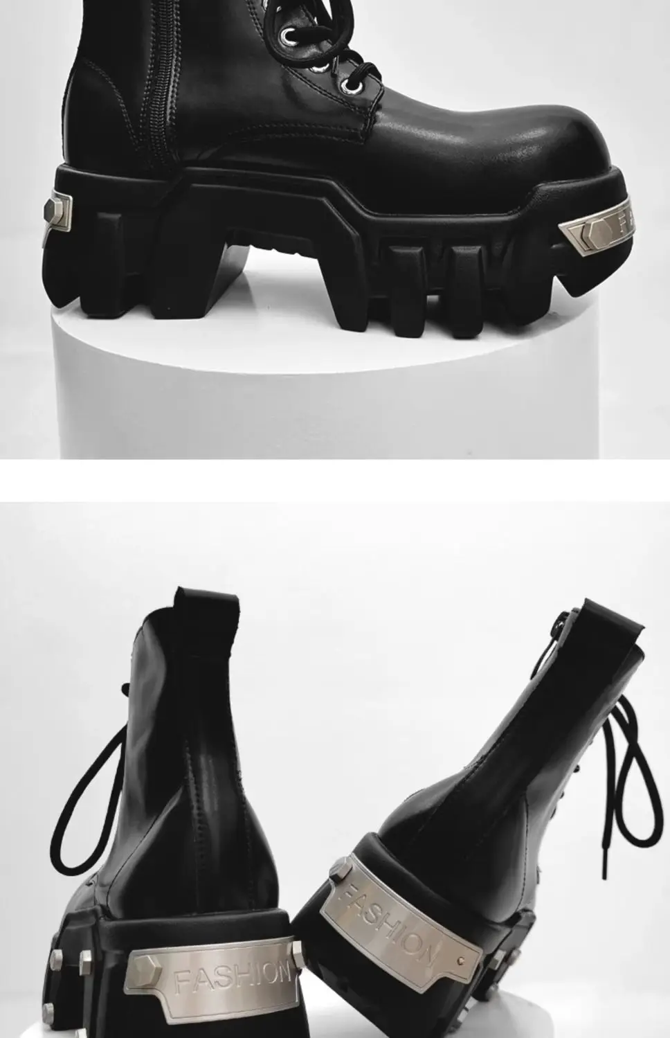2025 New Trendy Heightening 8cm Bulldozer Men's Handsome British Style Platform Motorcycle Short Boots