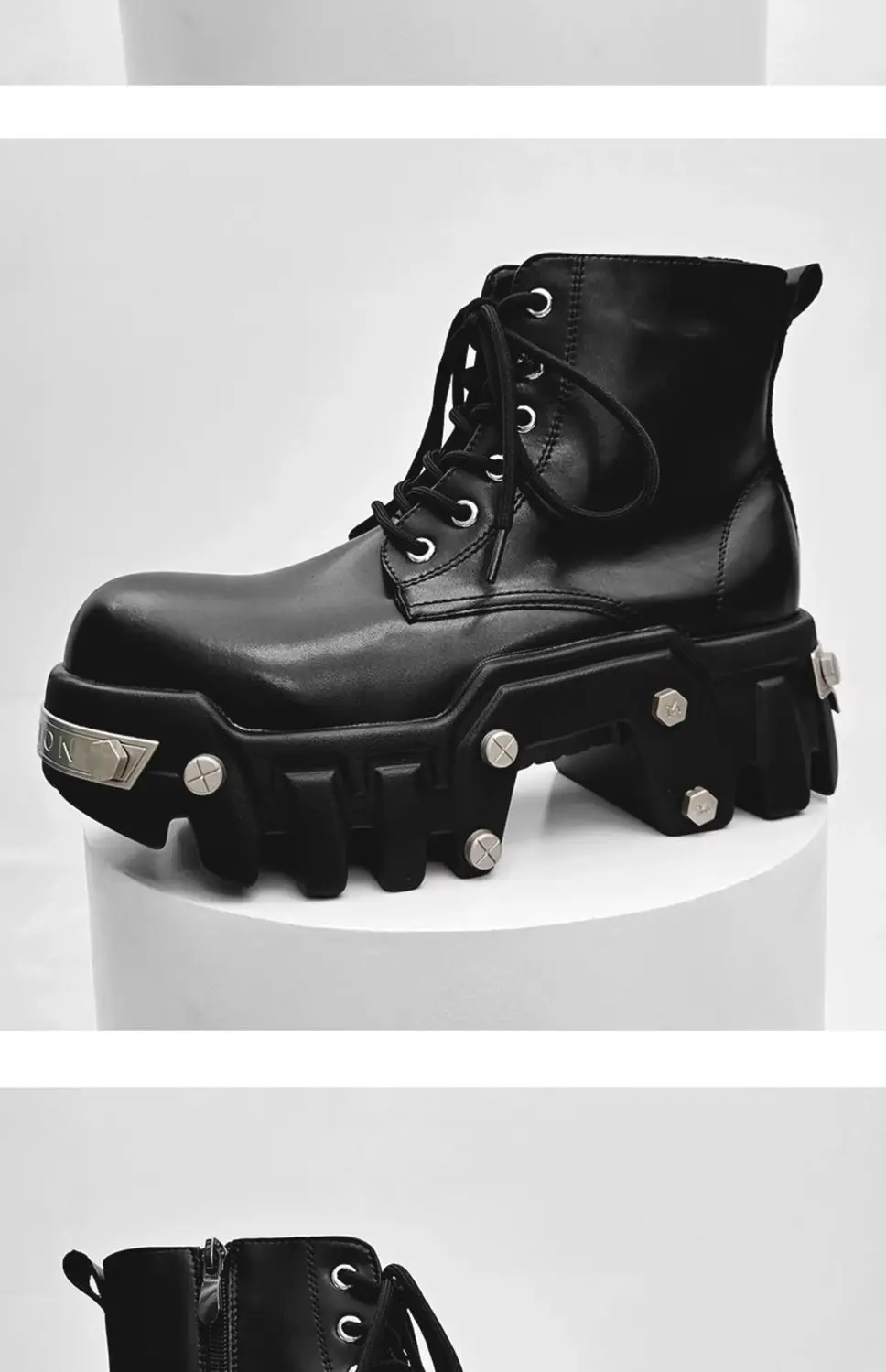 2025 New Trendy Heightening 8cm Bulldozer Men's Handsome British Style Platform Motorcycle Short Boots