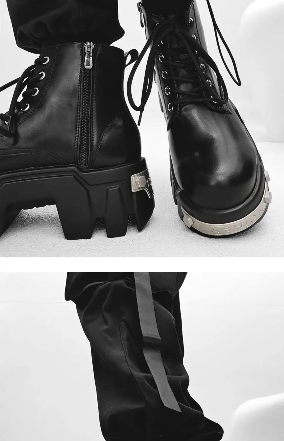 2025 New Trendy Heightening 8cm Bulldozer Men's Handsome British Style Platform Motorcycle Short Boots